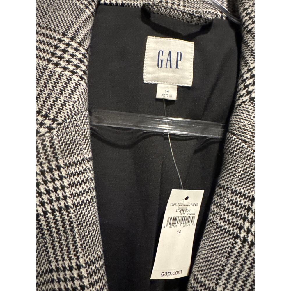2018s GAP Glen Plaid Double Breasted Blazer Jacket Gray Black Size L/XL 14 NWT - Picture 13 of 15